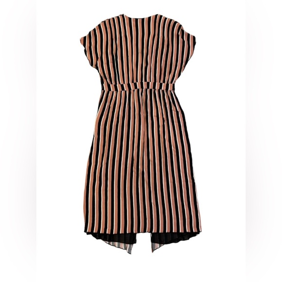 Zara Medium Pink & Black Striped Midi Dress - Picture 4 of 5